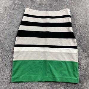Express Striped Career Skirt Womens 00‎ Green Beige Side Zip
